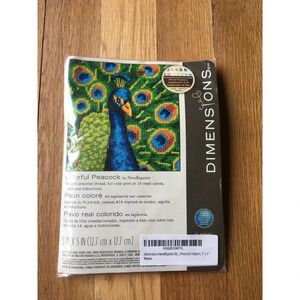 Dimensions Cross Stitch Kit 5x5 Colorful Peacock